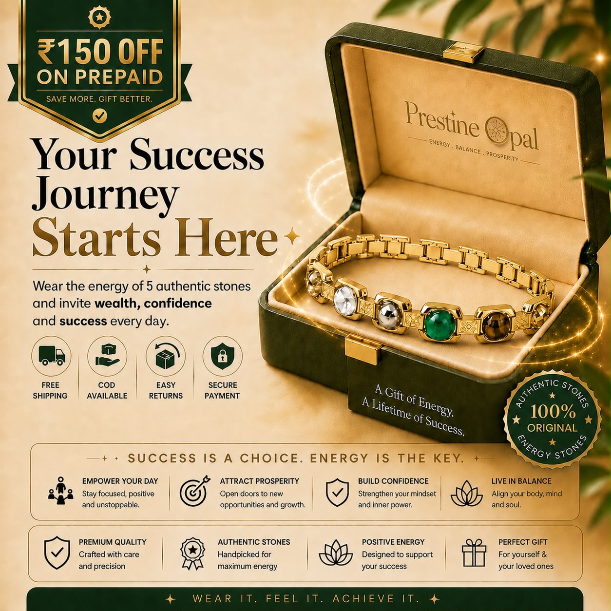 Rinmukteshwar Siddh Metal Dhan Yog™ Bracelet – Gold Plated